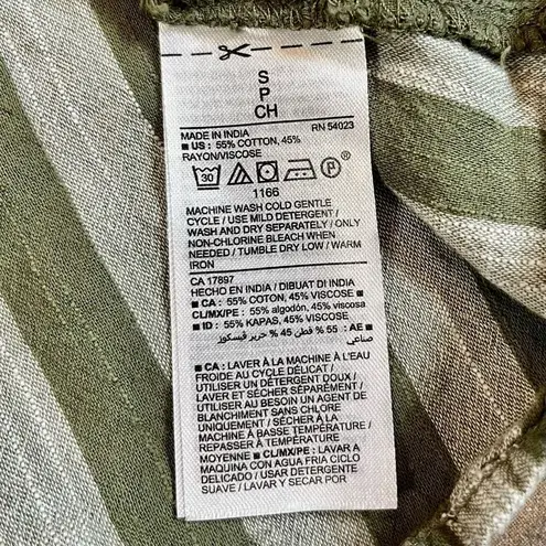 Old Navy  Green Gray Stripe Ruffle Sleeve Size Small