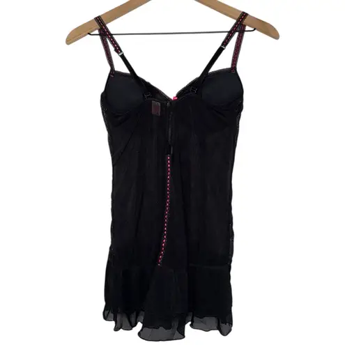 Goth Witchy Vamp Black and Pink Lace Chemise Lingerie Corset Style Dress Size undefined