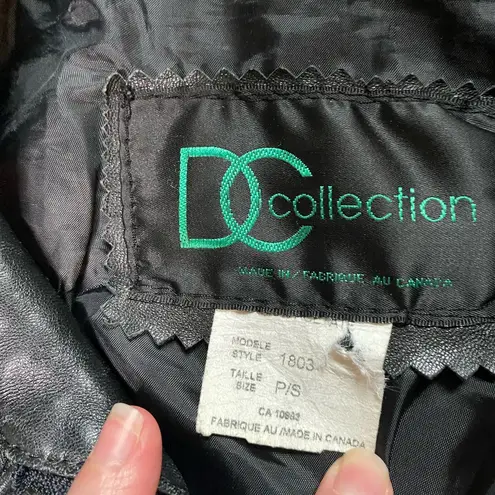 Vintage 90s DC Collection Sleek Black Vegan Leather Zip Up Jacket Size Small
