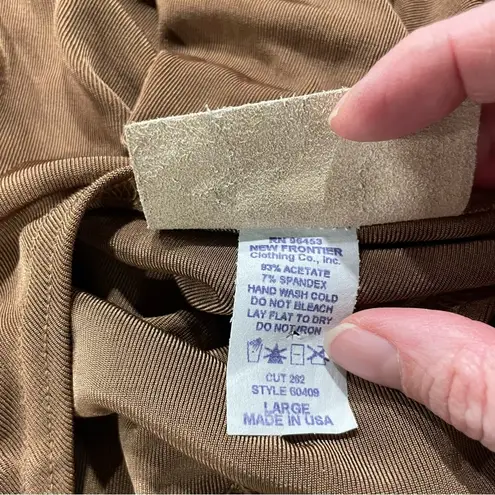 Y2K tan camel boho western New Frontier shell and cardigan jacket bling set of 2 Silver Size L