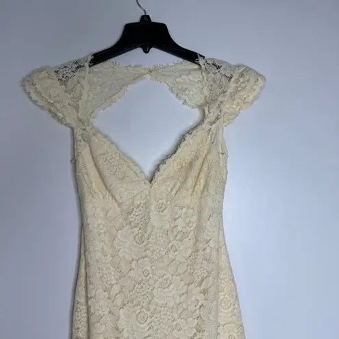 Monique Lhuillier Yellow Lace Overlay Dress Sz 4