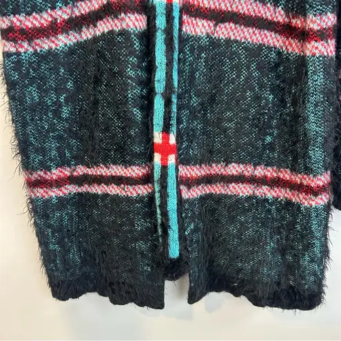 Raga Anthropologie Plaid Eyelash Open Front Long Cardigan Sweater O/S