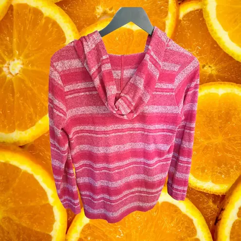 Sunday Red and Pink Striped Hoodie Sweatshirt Size Small