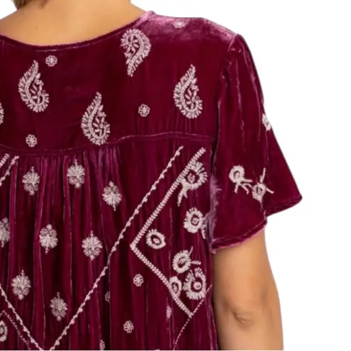 Johnny Was Devi velvet tasseled top NWT