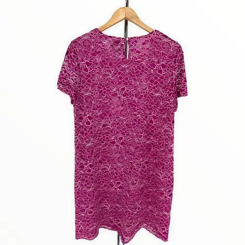 CeCe Pink Corded Lace Short Sleeve Shift Mini Dress size 10