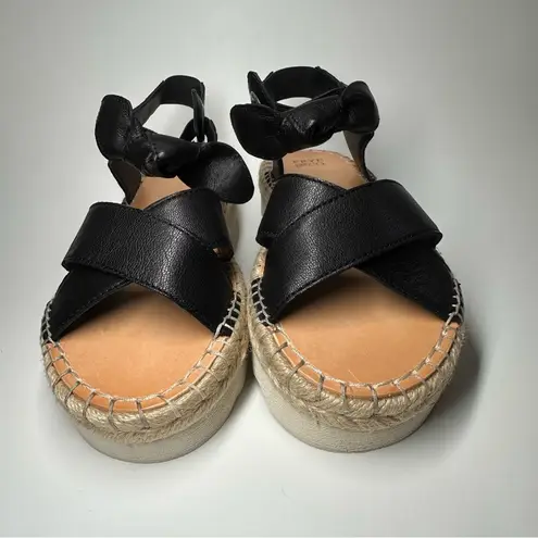 Frye & Co Lula Bow Sandals Women's 7 Comfort Shoes Ankle Tie Platforms Black NIB