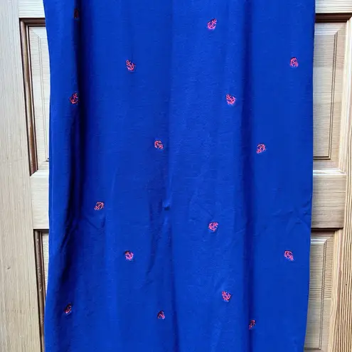 Quacker Factory Women's Embroidered Anchors Navy Blue Nautical Tank Dress Medium