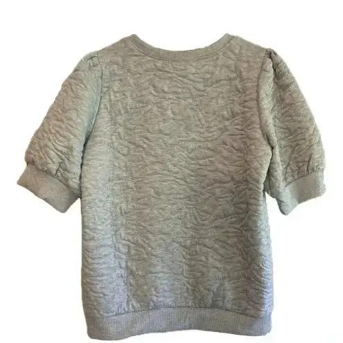 Nine West  Women's‎ Gray Short Sleeve Quilted Cozy Puff Sleeve Top Size Medium