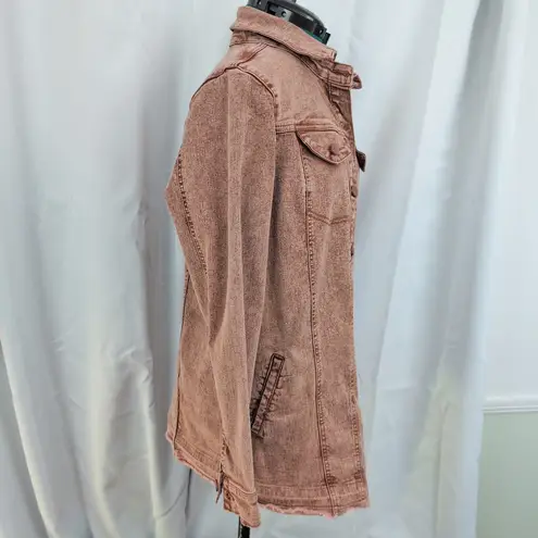 LOGO By Lori Goldstein Logo Lori Goldstein Pre-Distressed Stretch Denim Long jacket 12