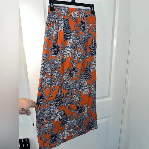 CAbi  Paradise Calypso Floral All Over Print Flare Tie Front Maxi Skirt Sz Small