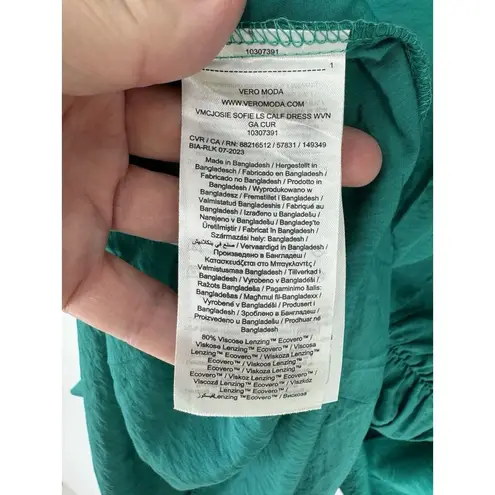 VERO MODA Dress 'JOSIE SOFIE' in Petrol Size 14 Faux Wrap Long Sleeves