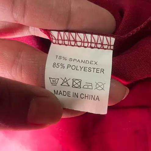 REPHYLLIS Women's Scarlet Red Ruffle Accent Faux 2 Piece Short Sleeve Midi Med