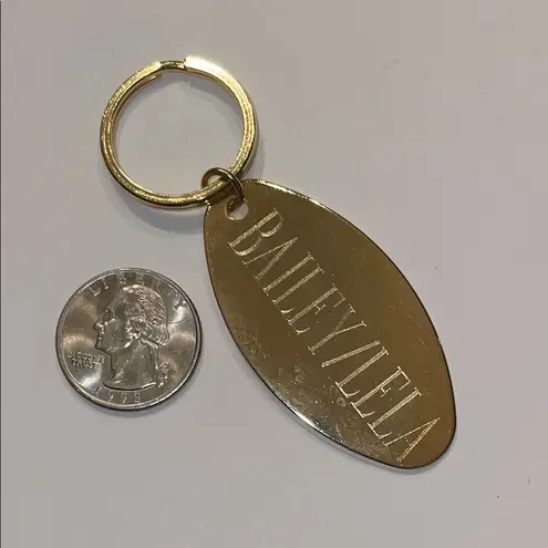 Engraved Bailey/Lela Stylish Gold Oval Keychain