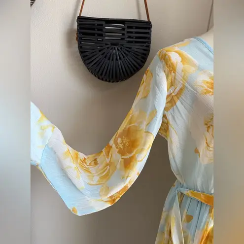 Alexa B Nites Blue & Yellow Floral Sparkle Dress, Size 8