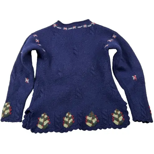 Vintage Belle Pointe Christmas Sweater Size Small 100% Wool Country Santa Claus