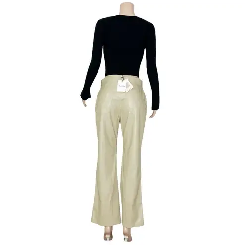 NANUSHKA Zoey Vegan Leather Cropped Flare Trousers, Pebble, Large