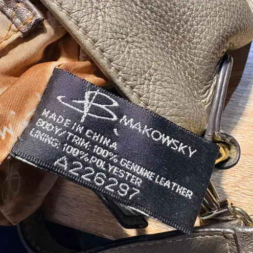 B Makowsky VTG Metallic Gold Leather Gathered Shoulder Bag Purse Crossbody
