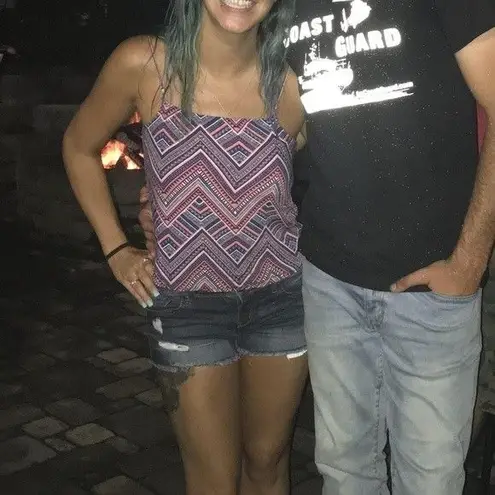 H&M Divided  Aztec Patterned Blue, Pink and Purple Crop Top Tank Top Size 2