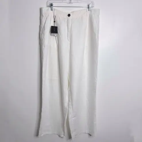 Massimo Dutti NWT Women's Wide Leg 100% Linen Pants In White Size 12 - Image 3