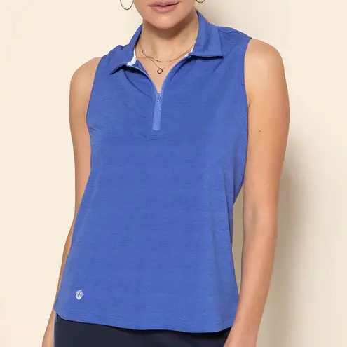 GGBlue Elina Sleeveless Golf Polo Cobalt Blue Zip Neck Stretch Lightweight S
