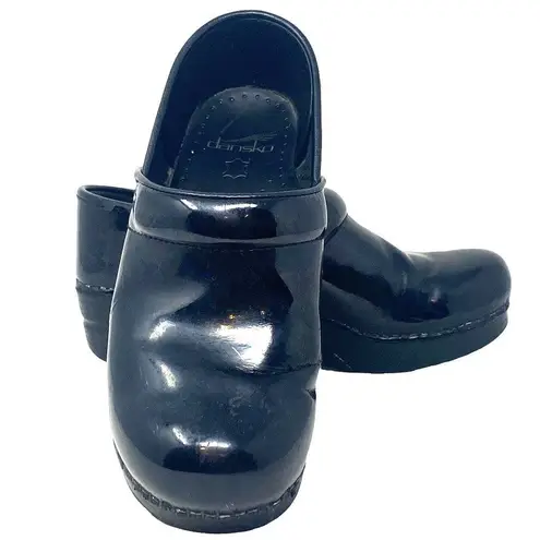 Dansko Black Patent Professional Nursing Clogs Shoes ~ Women's Size 38