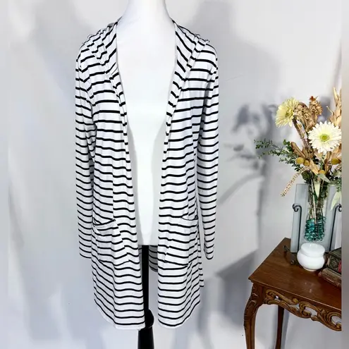 Coolibar UPF 50+ Striped Hooded Open Cardigan – Nautical White & Navy Sz S🧡