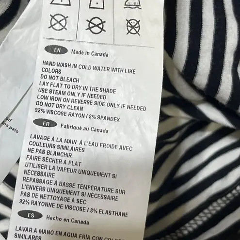 Joseph Ribcoff Side Tie Top Black White Stripe Size 2 Flutter Sleeve