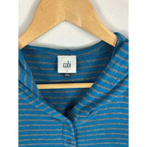 CAbi  style 4191 Riff Hoodie striped button front top Size Small