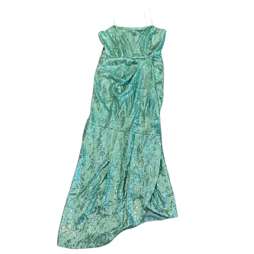 Derek Lam 10 Crosby Lexi Sequin Spaghetti Strap Dress Asymmetrical Size 0 NWT Green