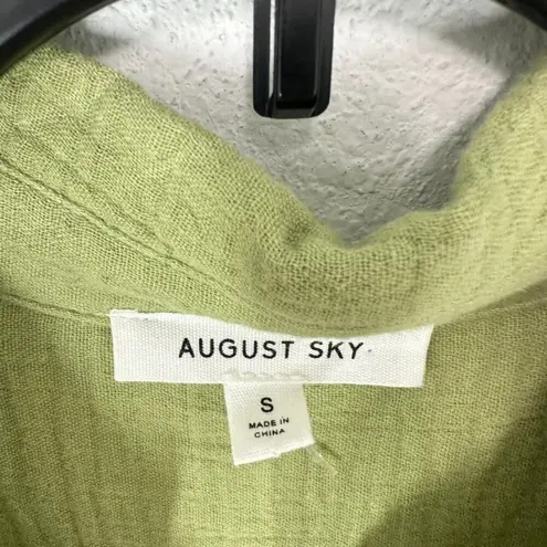 August Sky Light Green 100% Brushed Cotton Short Sleeve Button‎ Front Midi Dress