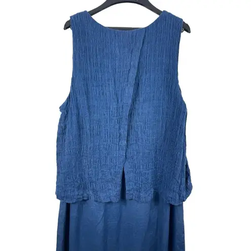 J Jill Purejill Linen Blue Lagonlook Minimalist Maxi Sleeveless Dress XL Tall