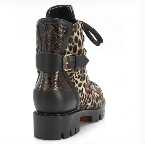 Christian Louboutin NWT  Macademia Cheetah Print Calf Hair Combat Boots