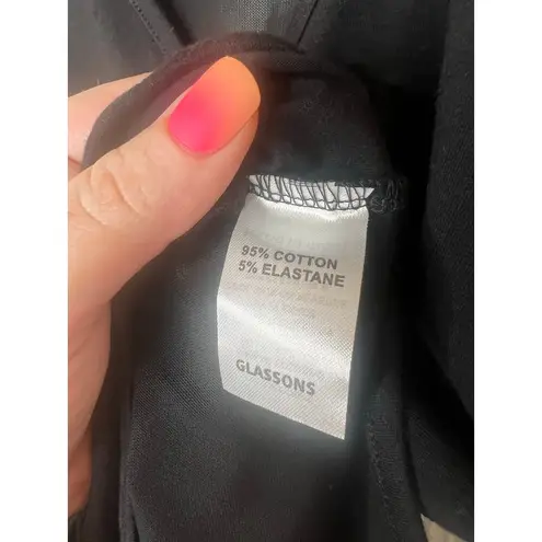 Glassons Women's Black V-Neck Sleek Bodysuit Semi-Sheer Night Out Size Medium