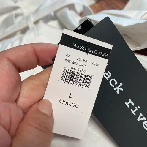 Black Rivet White Nylon Double Breasted Belted Trench Coat L