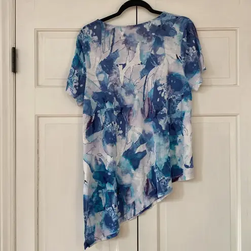 Chico's Chico’s Size 2 Watercolor‎ SupremelySoft Asymmetrical Side-Tie Tee  Large