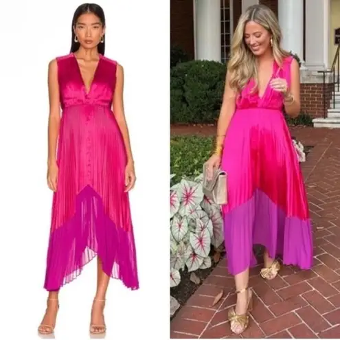 Amur Amelia Dress Rosie Grape V-Neck Open Back Asymmetrical Hem Dress Size 14