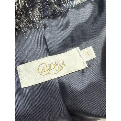 Candela Indigo Faux Fur Mahala Vest Size Medium SIZE LARGE