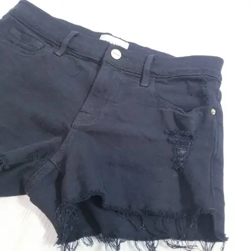 Frame  Le Cutoff Distressed Black Short