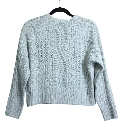 Marea Classic Cable Knit Cardigan in Green Wool Blend Size S