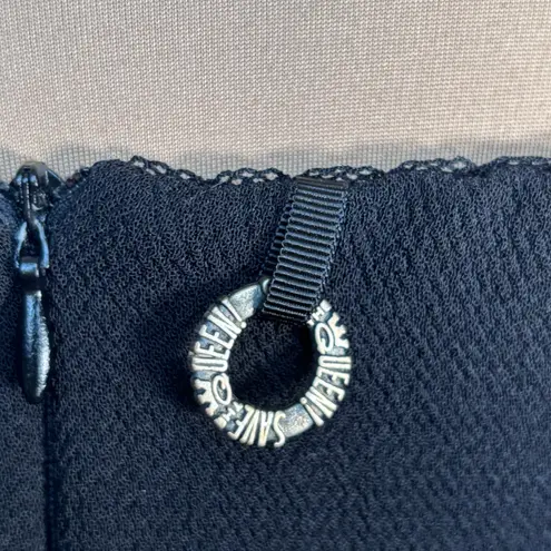 Save The Queen Italia Black Gray Tweed Colorblock Sheath Dress XL Square Neck Size M