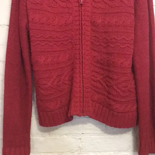 st. john's bay  PXL Red Cotton Blend Long Sleeve Zipper Collared Cardigan Sweater