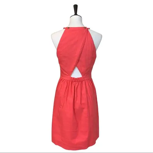 Market & Spruce NEW Halter Dress Linen Coral Linen Cotton Women's Size Medium
