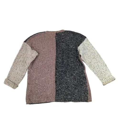 Vintage 1995 Debra Lubell Color Block Knit Sweater Pockets 90s Women's Medium Brown