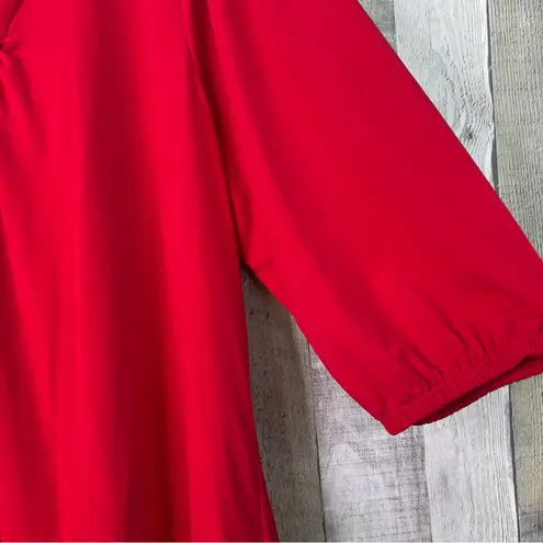 Just My Size JMS Size 3X(22W-24W) Red V-Neck Half Sleeve with Gathered Cuff