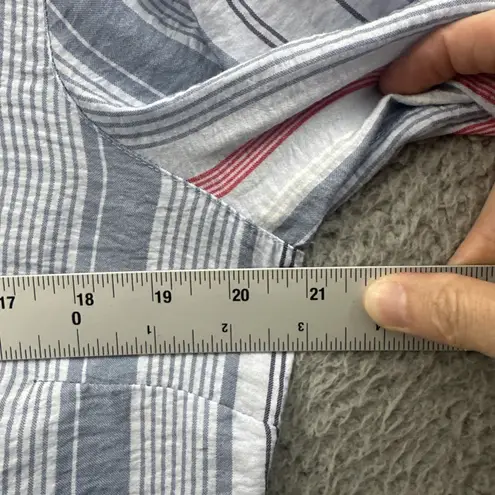 John Mark Button Up Tunic Striped Paisley Red White Blue Boho Women's Medium