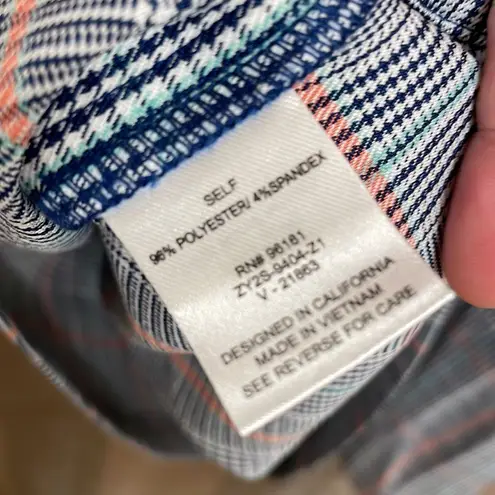 Fish Bowl  navy/coral plaid mini dress, size L, NWT