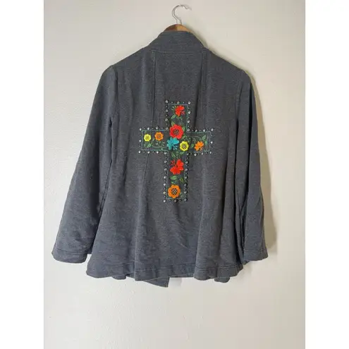 Ivy Jane Embroidered Double Breasted Jacket Womens Sz S Boho Studded Hippie