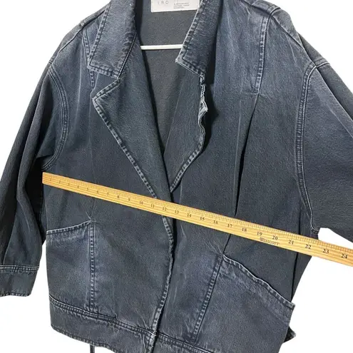 IRO Denim Oversized Jacket Belted Delicacy Faded Dark Blue Women Size FR36 US 2