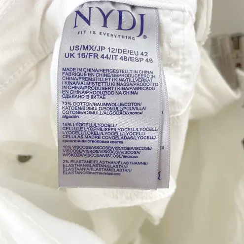 NYDJ Sheri Slim Ankle Jeans with Side Slits Lift Tuck White Size 12