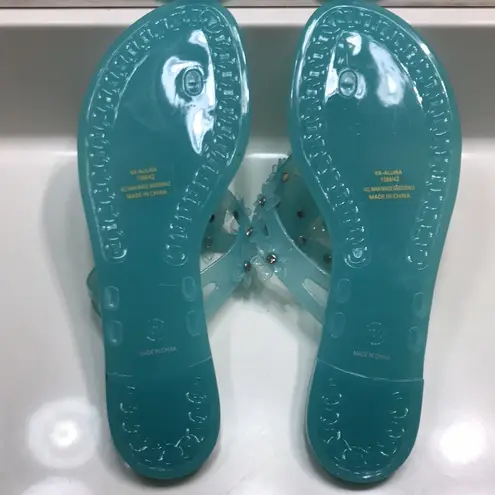 Kelly & Katie  Women’s Allira Blue Floral Rhinestones Jelly Thong Sandals